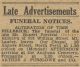 Rupert Percival Hillbrick (1899-1955) Funeral Notice